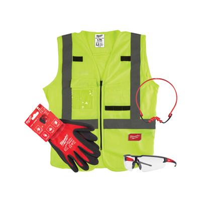 MILWAUKEE-Starter set protezione gilet.guanto-occhiali-archetto aruricolare Tg.L/XL