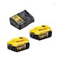 DEWALT- Kit Caricabatteria 4A  XR Litio 18V 5.0Ah+ 2 Batterie 5,0 Ah. DCB115P2-QW