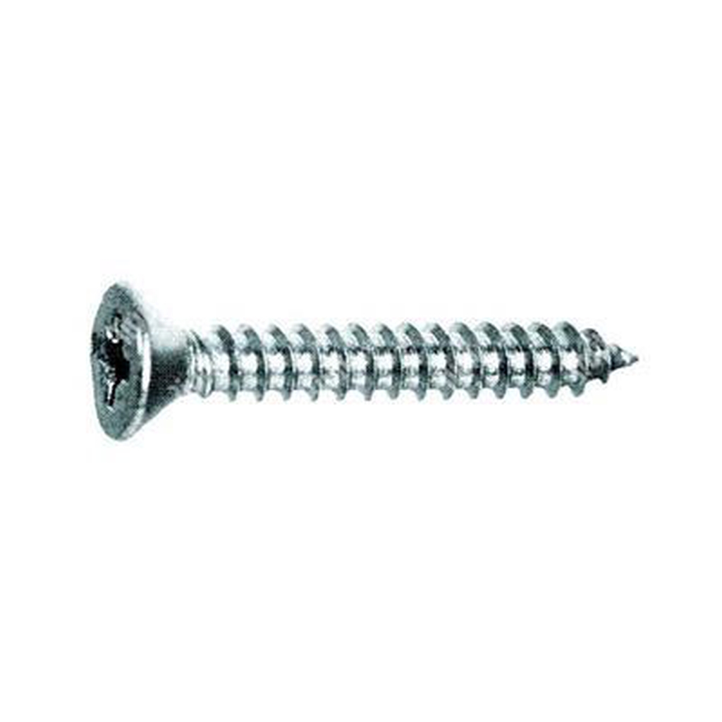 Phillips cross flat head tapping screw UNI 6955/DIN 7982 white zinc plated steel 3,9x9,5