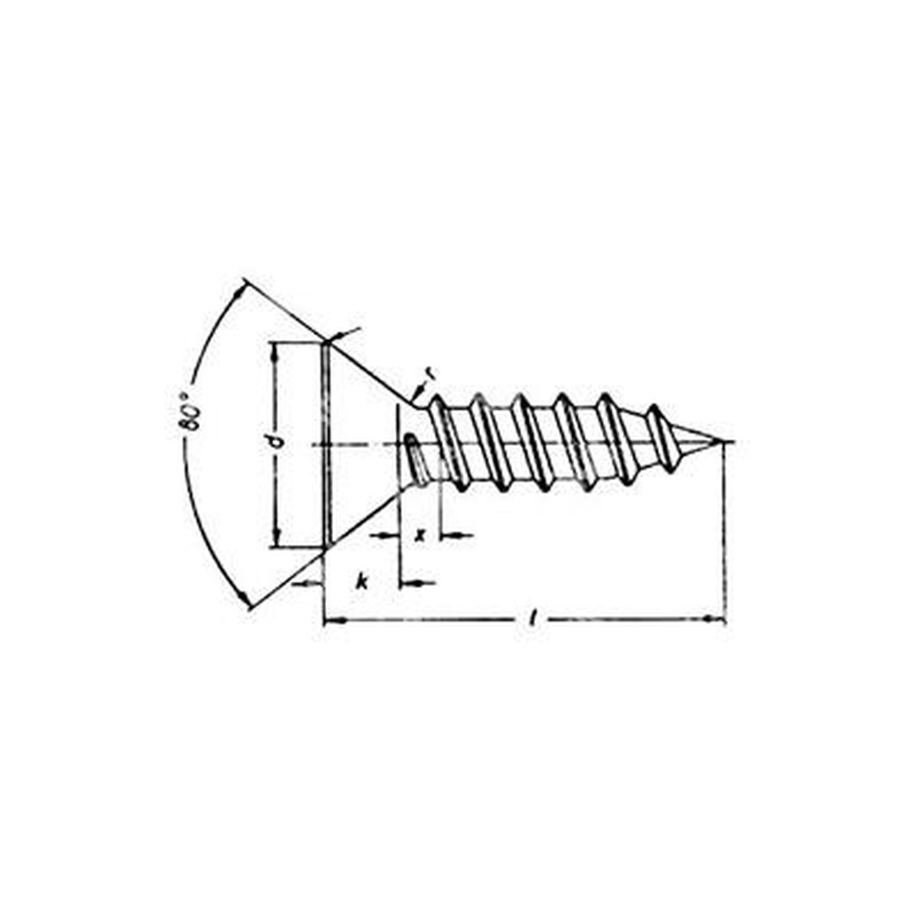 Phillips cross flat head tapping screw UNI 6955/DIN 7982 white zinc plated steel 3,9x9,5