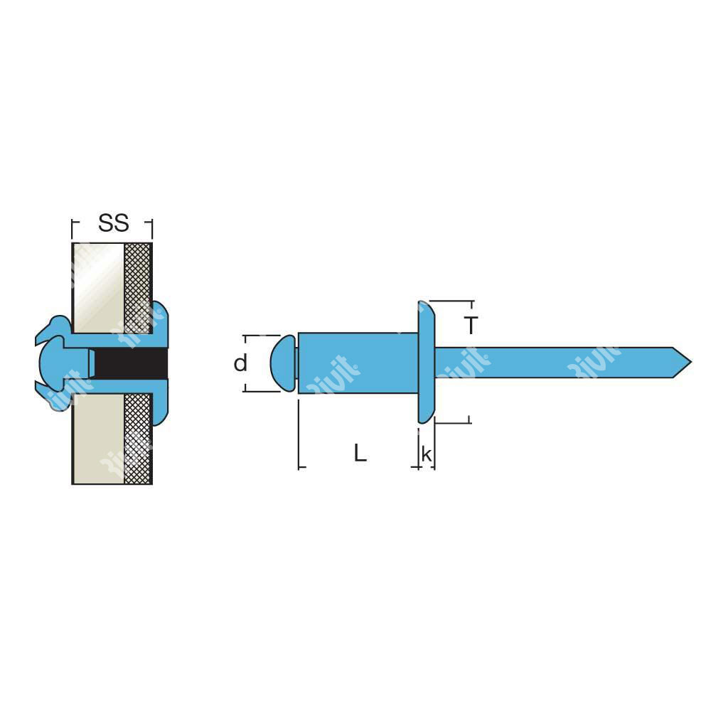 IITA2-BOXRIV-Rivetto Inox AISI304/INOX TT(50pz) 4,0x16,0