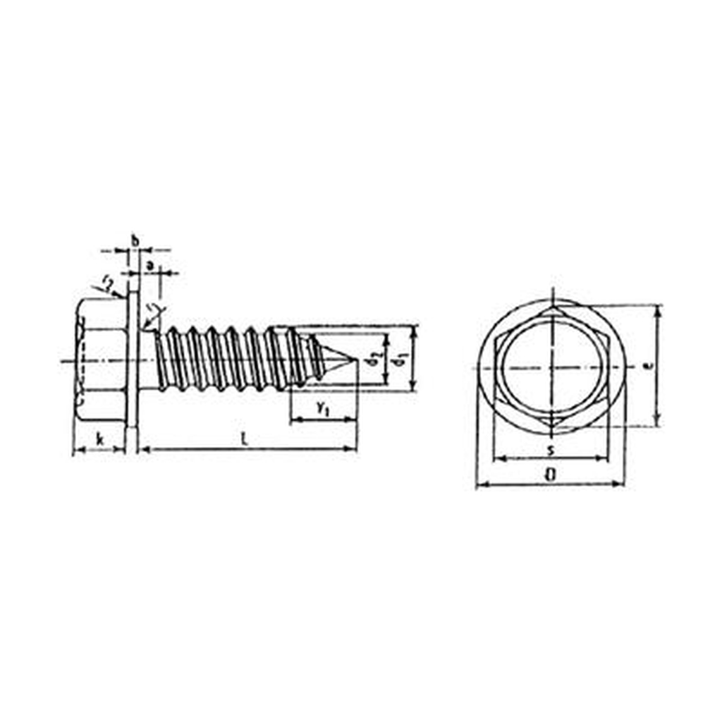 Self-tapping screw UNI 6950 flanged hexagon head white zinc plated steel 3,5x9,5