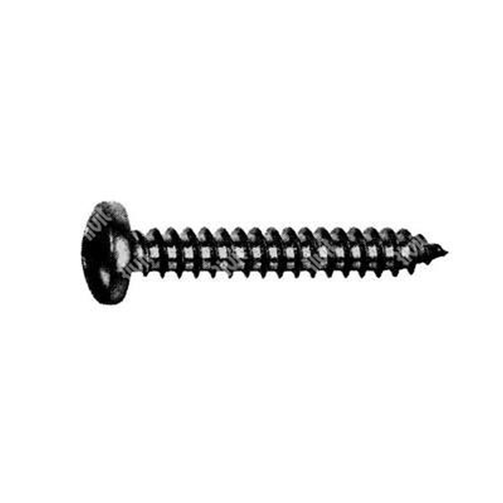 Phillips cross pan head tapping screw UNI 6954/DIN 7981 black zinc plated steel 4,2x16