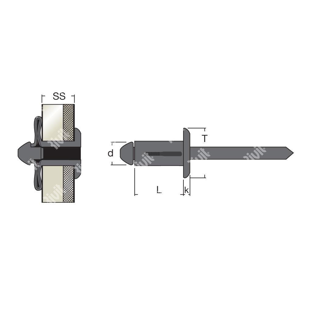 TRIPLASTRIV-Riv.Plastique NOIR TP 9,0 ss4,5-6,0 4,8x18,0