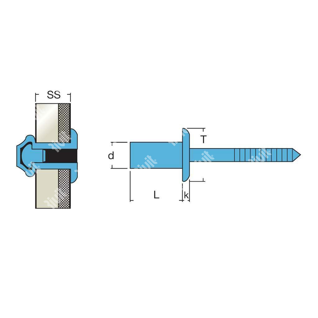 SIIT-Sealed blind rivet Stainless steel 304/420 DH 4,0x8,0