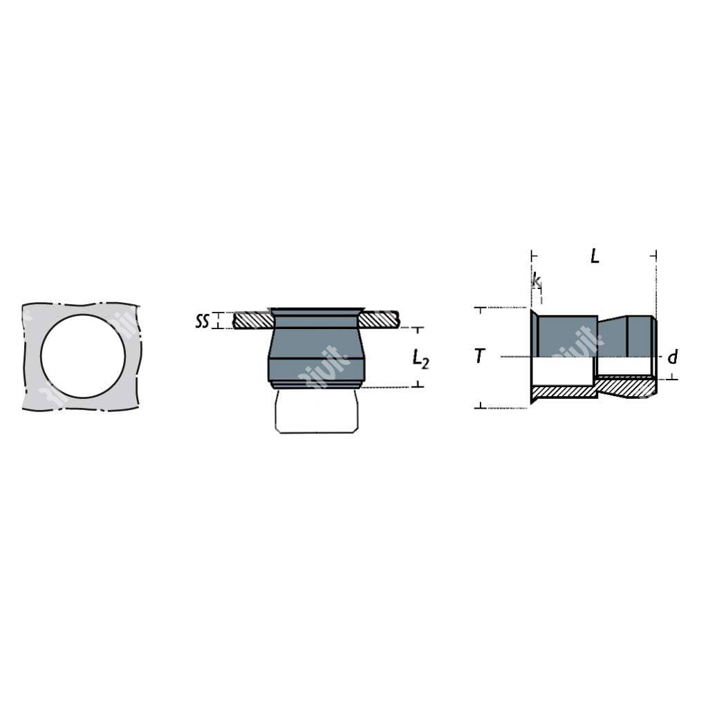 FRTH-Thinsert Steel insert nut d.9,5 h.9,75 RH M6