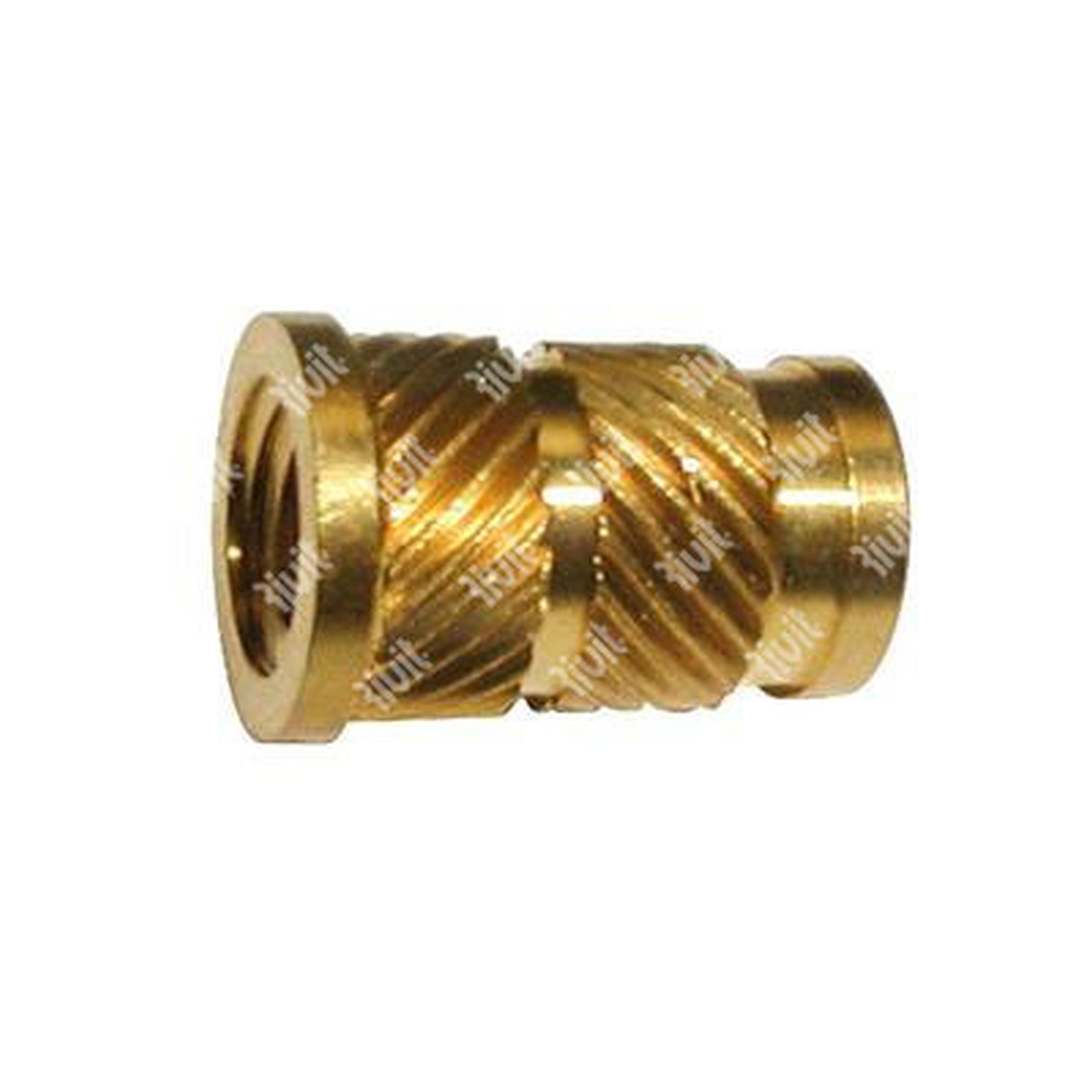 Long brass heating rivet nut with head S20L h.8,00 - de.8,66 - h.12,70 - H 9,52x1,27 M6