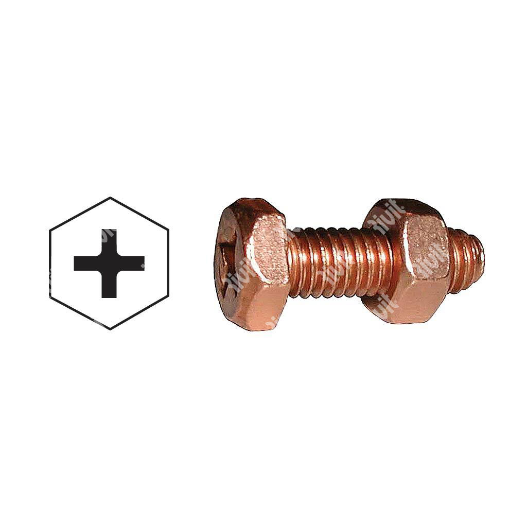 TER-HH+ COPPER Screw w/Brass copper pltd nut M6x20