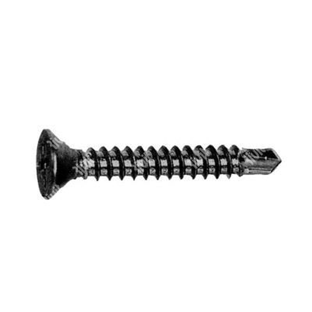 Csk flat head self drilling screw UNI8119/DIN7504P black zinc plated steel 4,2x25