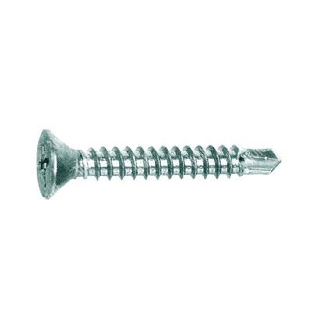 Csk flat head self drilling screw UNI8119/DIN7504P white zinc plated steel 5,5x32