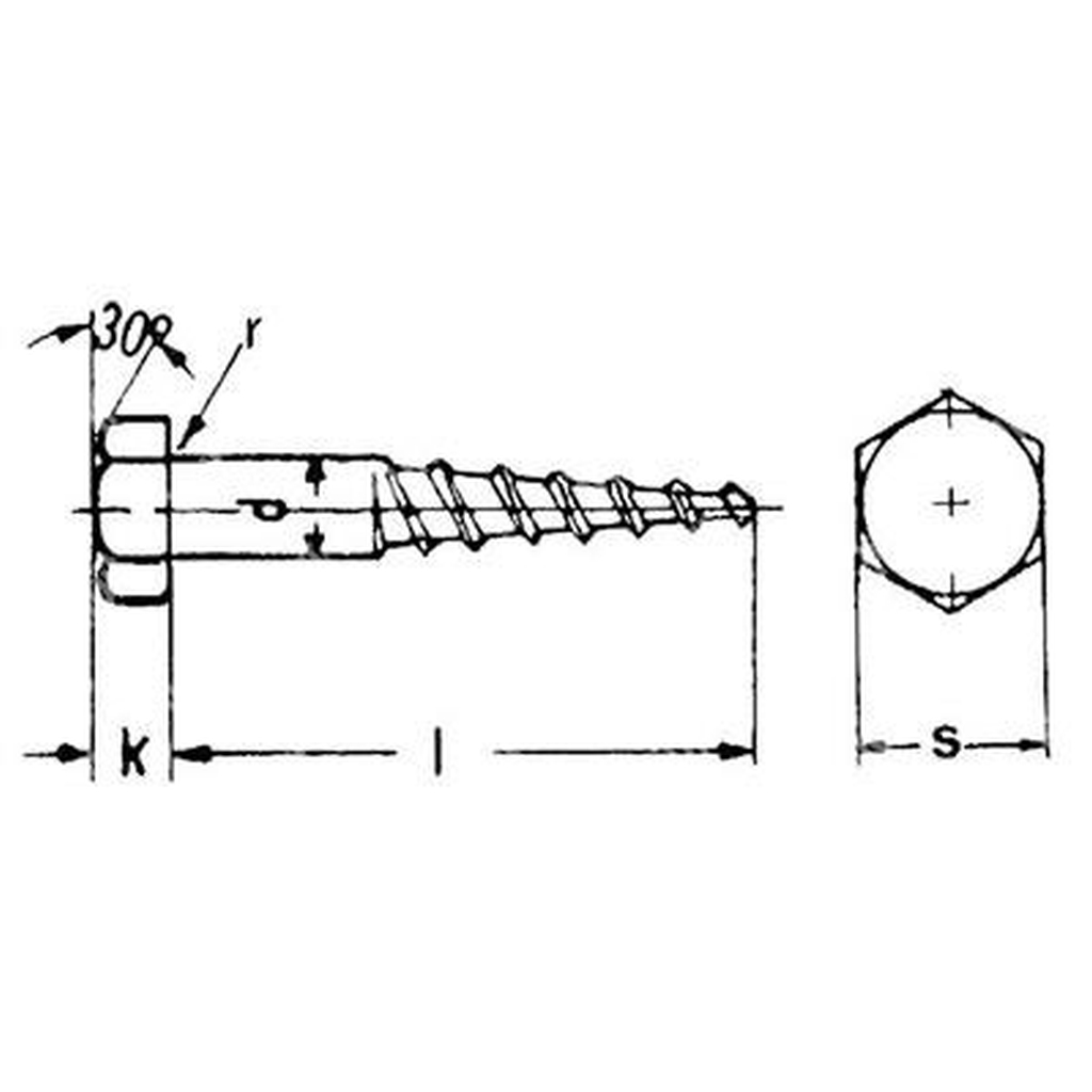 Hexagonal head wood screw UNI 704/ DIN 571 white zinc plated steel 8x60