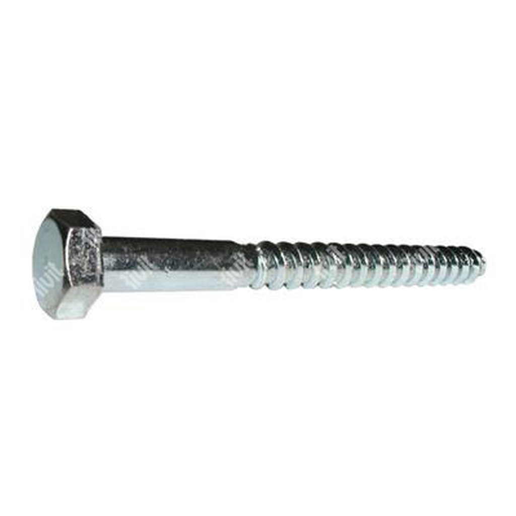 Hexagonal head wood screw UNI 704/ DIN 571 white zinc plated steel 8x130