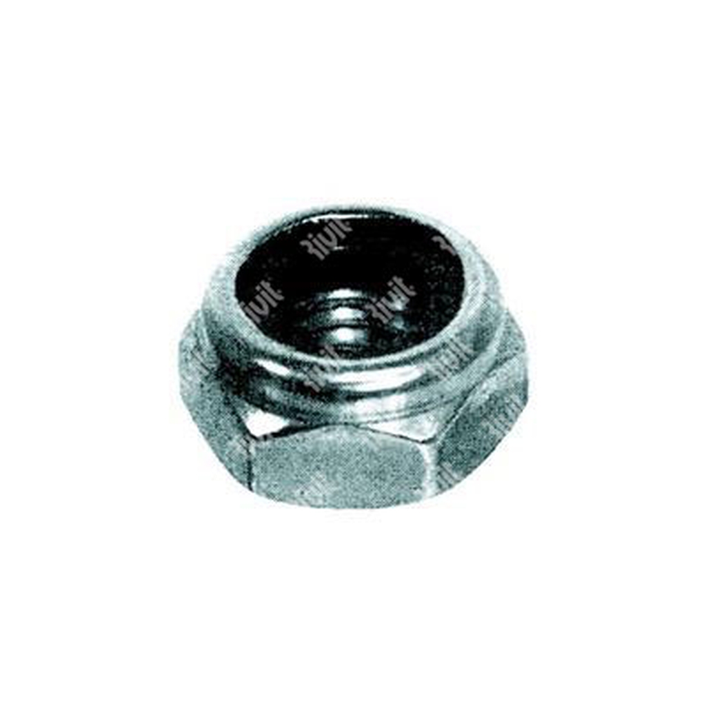 Self-locking nylon ins. hex nut U7474/D985 cl.8 - white zinc plated steel M3