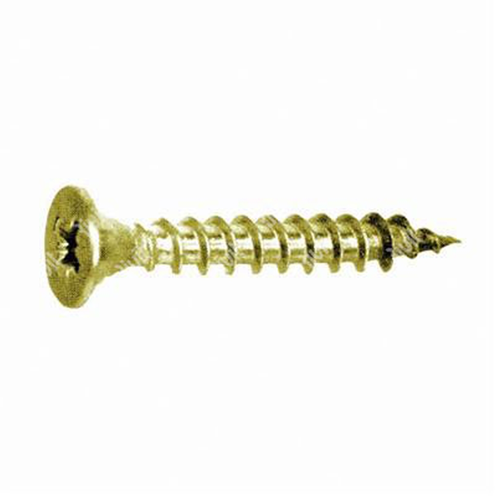 Flat head chipboard screw DIN 7505A brass plated steel C15 3,5x20