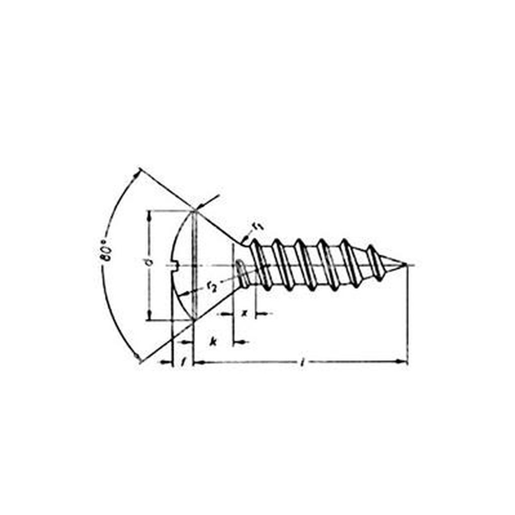 Phillips cross oval head tapping screw UNI 6956/DIN 7983 stainless steel 304 3,5x32