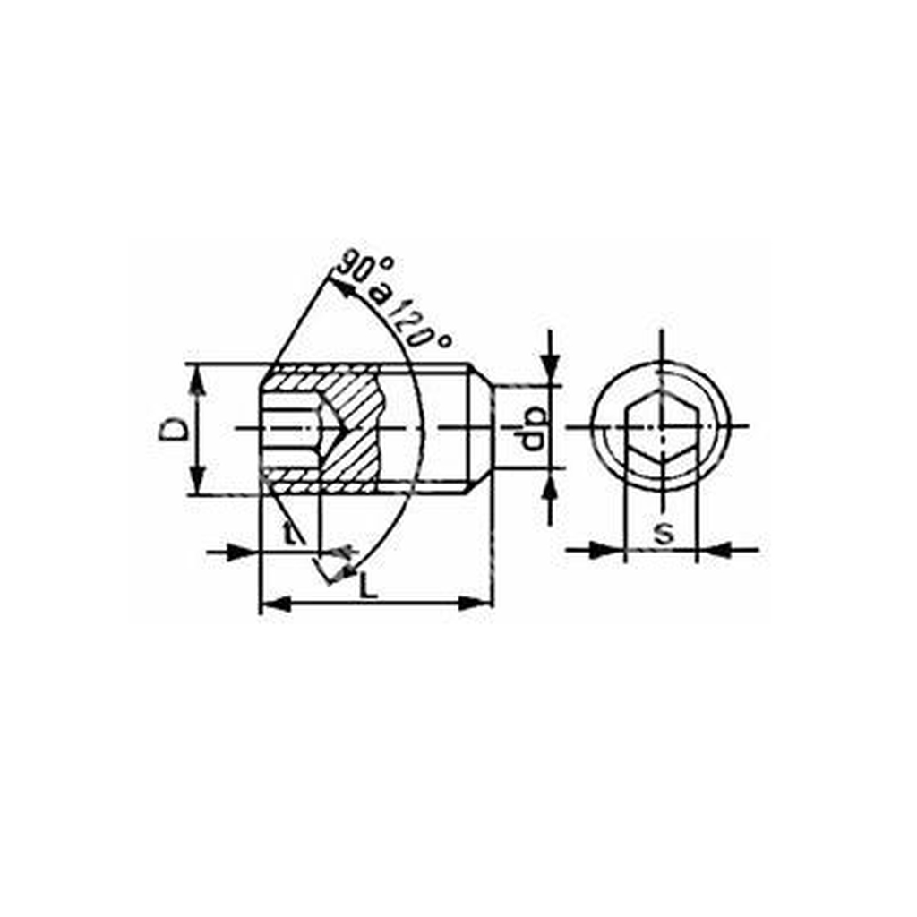 Socket set screw with flat point UNI 5923/DIN 913 stainless steel 304 M3x4