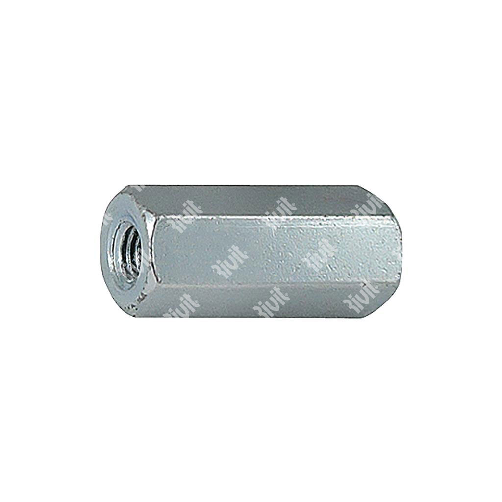 Hexagonal standoff female/female threaded white zinc plated steel M3x10