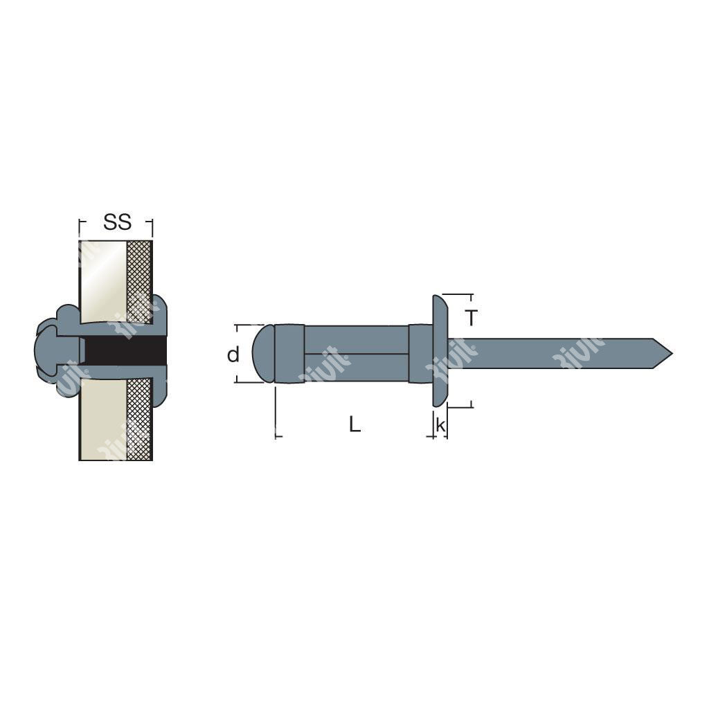 MULTIRIV-Rivetto Acciaio/Acciaio TT ss1,1-4,0 3,2x9,0