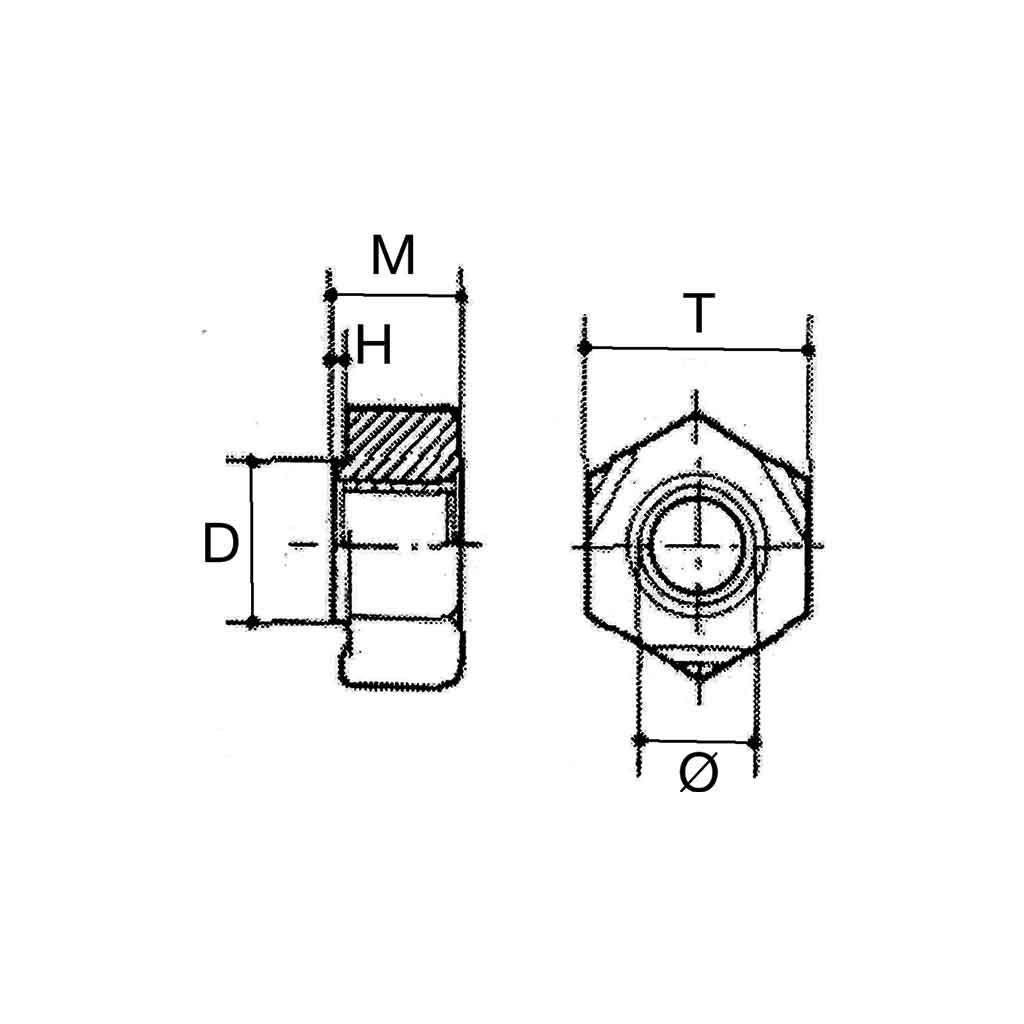 Sechskant Schweißmutter DIN 929 Kl.8 - Rohstahl M14