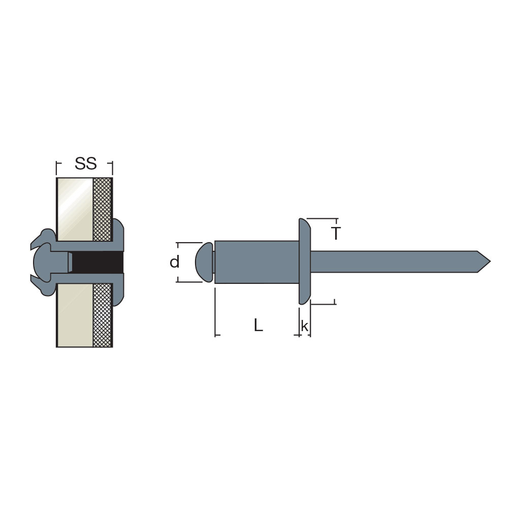 FFT-Blind rivet Steel/Steel DH 3,2x16,0