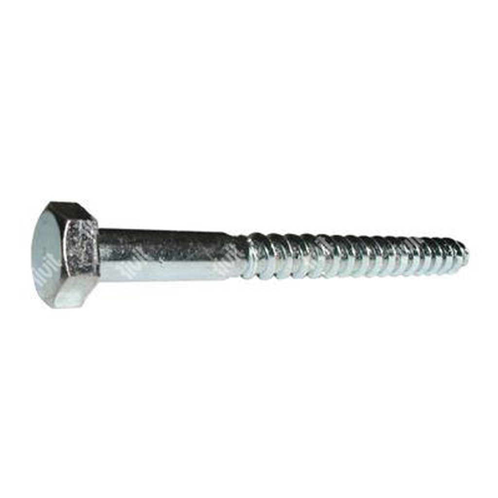 Hexagonal head wood screw UNI 704/ DIN 571 white zinc plated steel 8x70