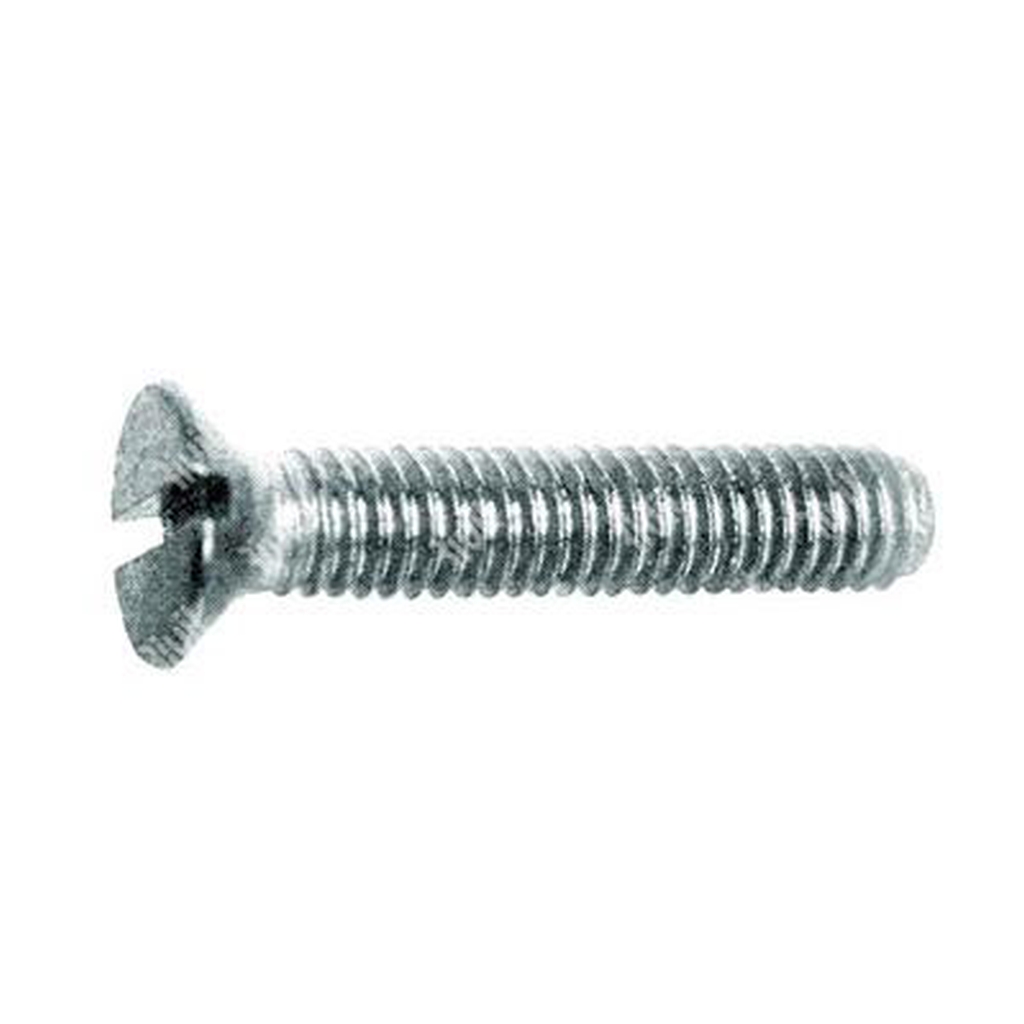Slotted flat head screw UNI 6109/DIN 963A 4.8 - white zinc plated steel M4x10