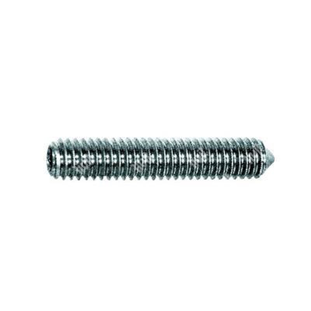 Socket set screw UNI 5927/DIN 914 cone point 45H - white zinc plated steel M3x3