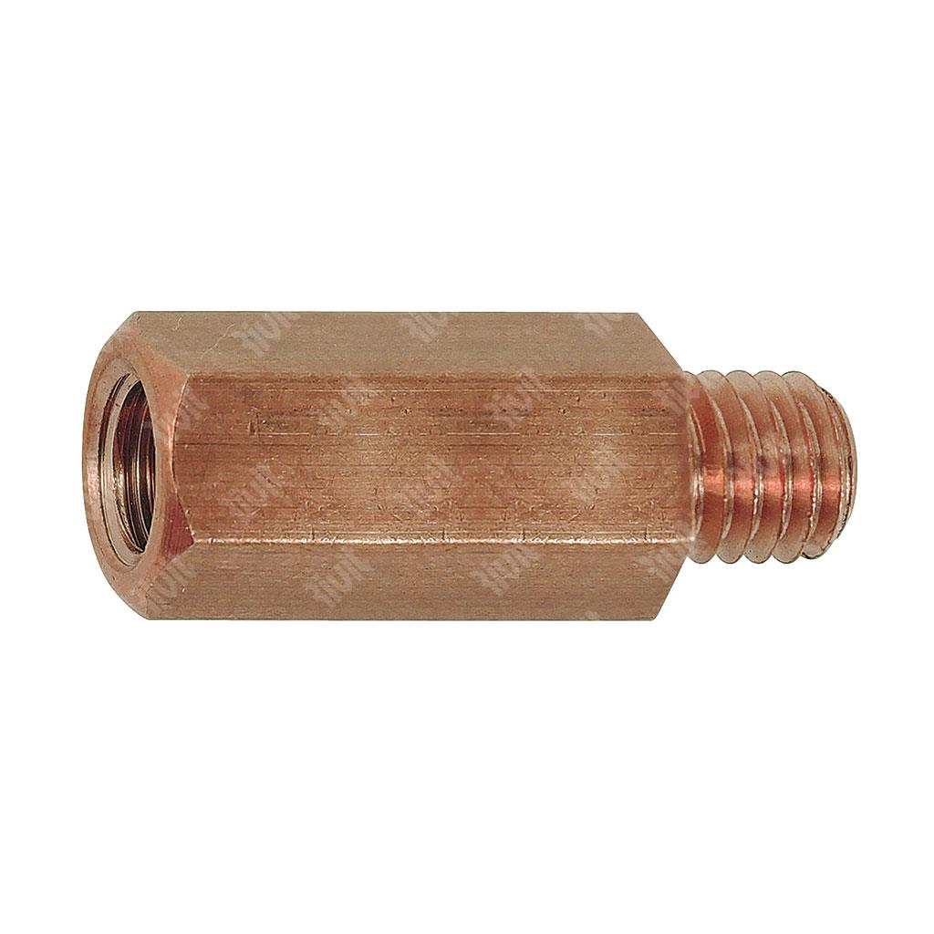 DOR-Brass copper plated spacer hex.11 M8x10