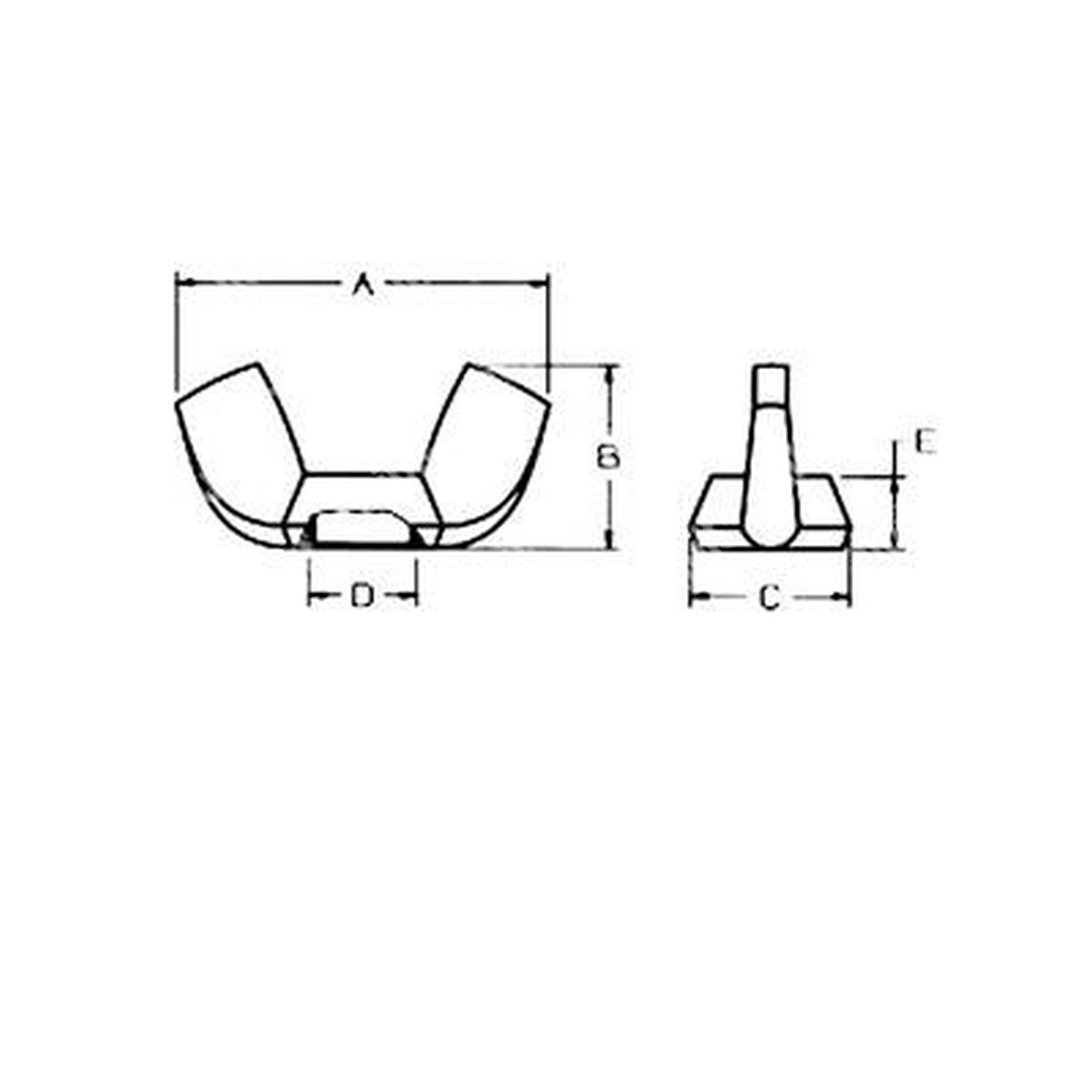 Ecrou à oreilles U5448/D315 - Type américain A4 - acier inoxydable AISI316 M6