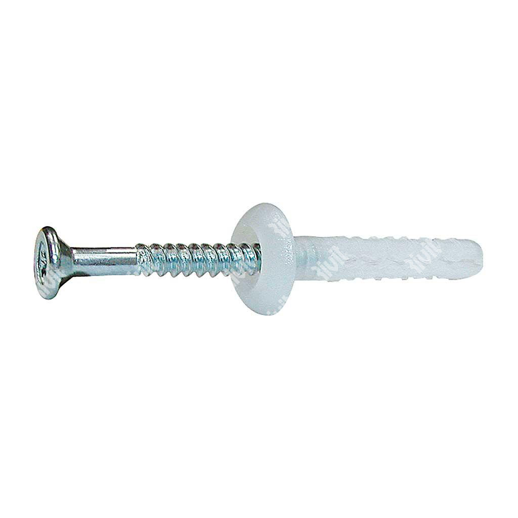 BX-A White Nylon plug speed anchor/Zinc nail 6x30