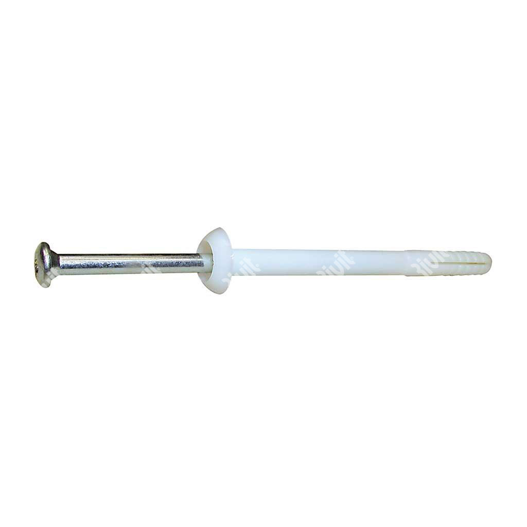 BX-A White Nylon plug speed anchor/Zinc nail 6x100