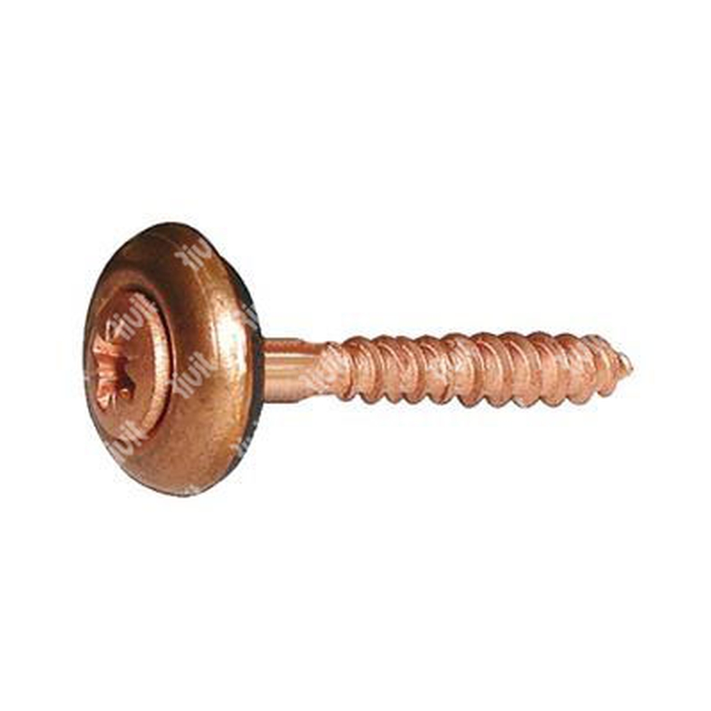 VSXR-Pozi stainless steel copper plated screw w/washer d15+EPDM (in 2 pcs) 4,5x45xR15