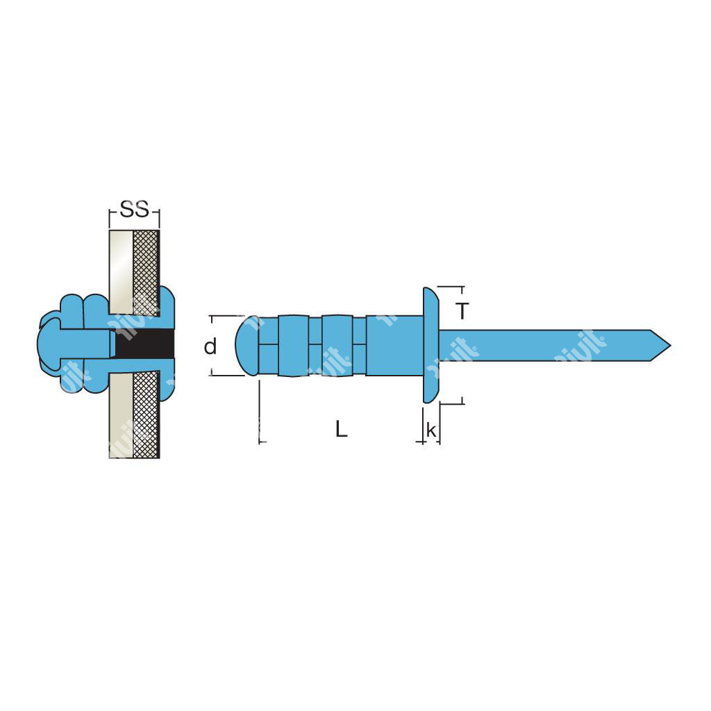 MULTIGRIPRIV-Riv.Inox AISI304/304 TT ss3,5-7,0 4,0x12,0