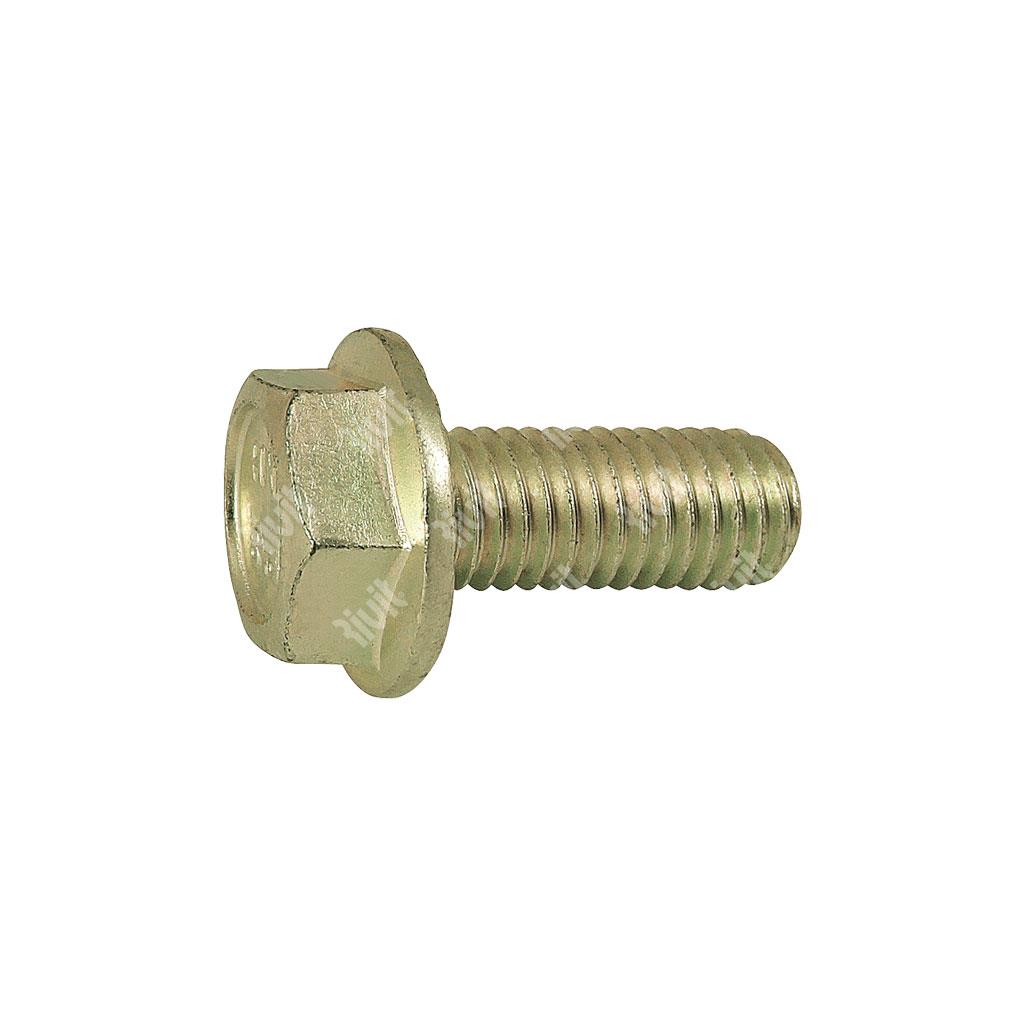 Hex head flange w/serration bolt DIN 6921 8.8 - yellow zinc plated steel M6x20