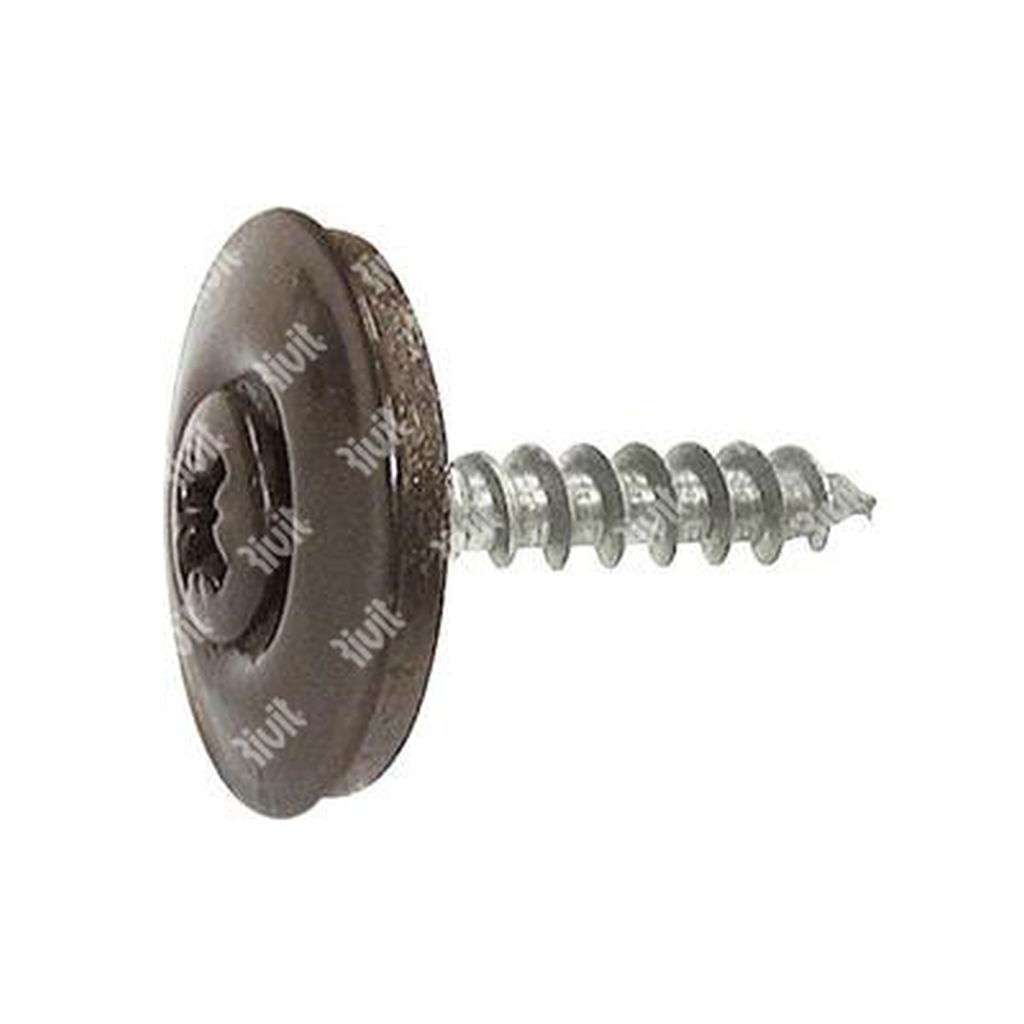 VVX8017-Stainless steel PZ screw w/washer d20+EPDM (in 1 pc). Head painted RAL8017 4,5x35xR20