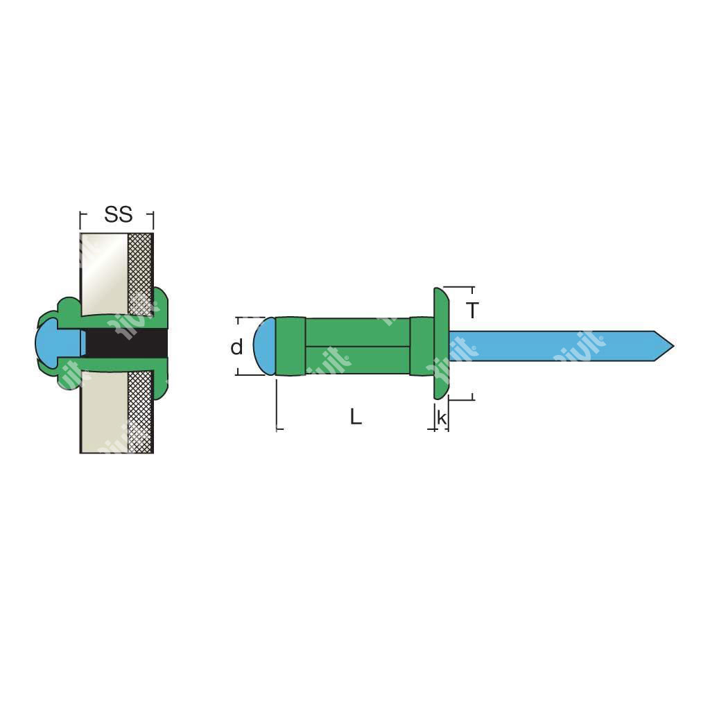 MULTIRIV8017-Riv.Alu/Inox TT ss0,8-4,8 TDM 3,2x8,0