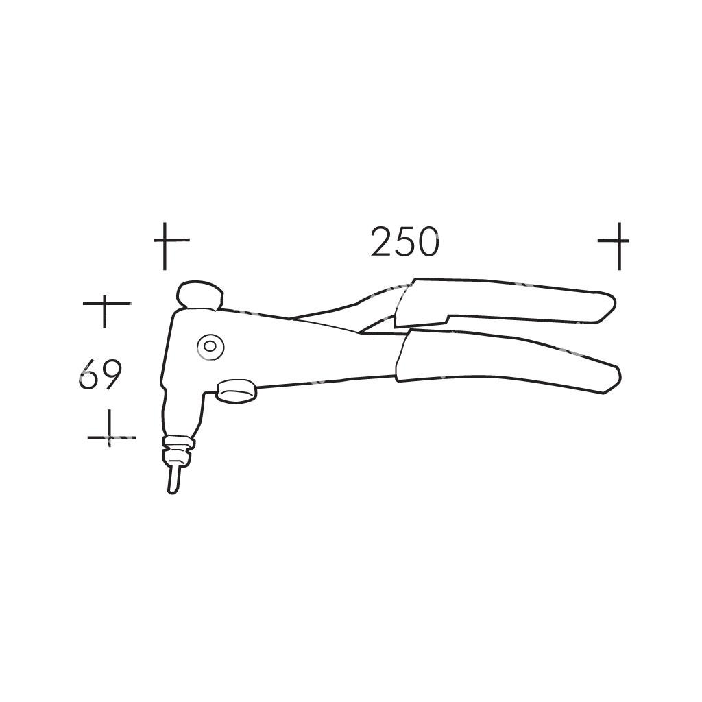 RIV900C-Rivettatrice manuale x inserti c/cass. c/tiranti M3-M4-M5 - c/ass. inserti Acciaio RIV900C