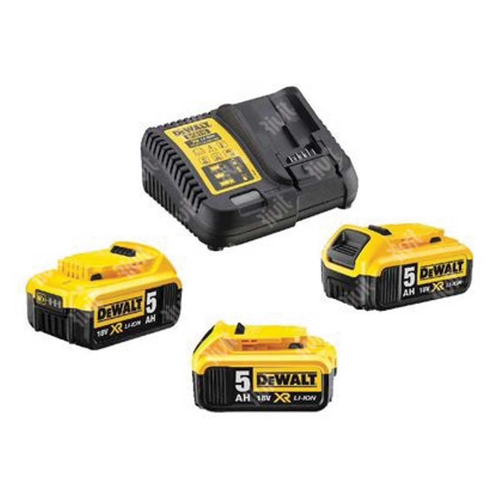 DEWALT-Stater Kit 18V XR 5.0 Ah Caricabatteria+ 3 Batterie DCB115P3-QW