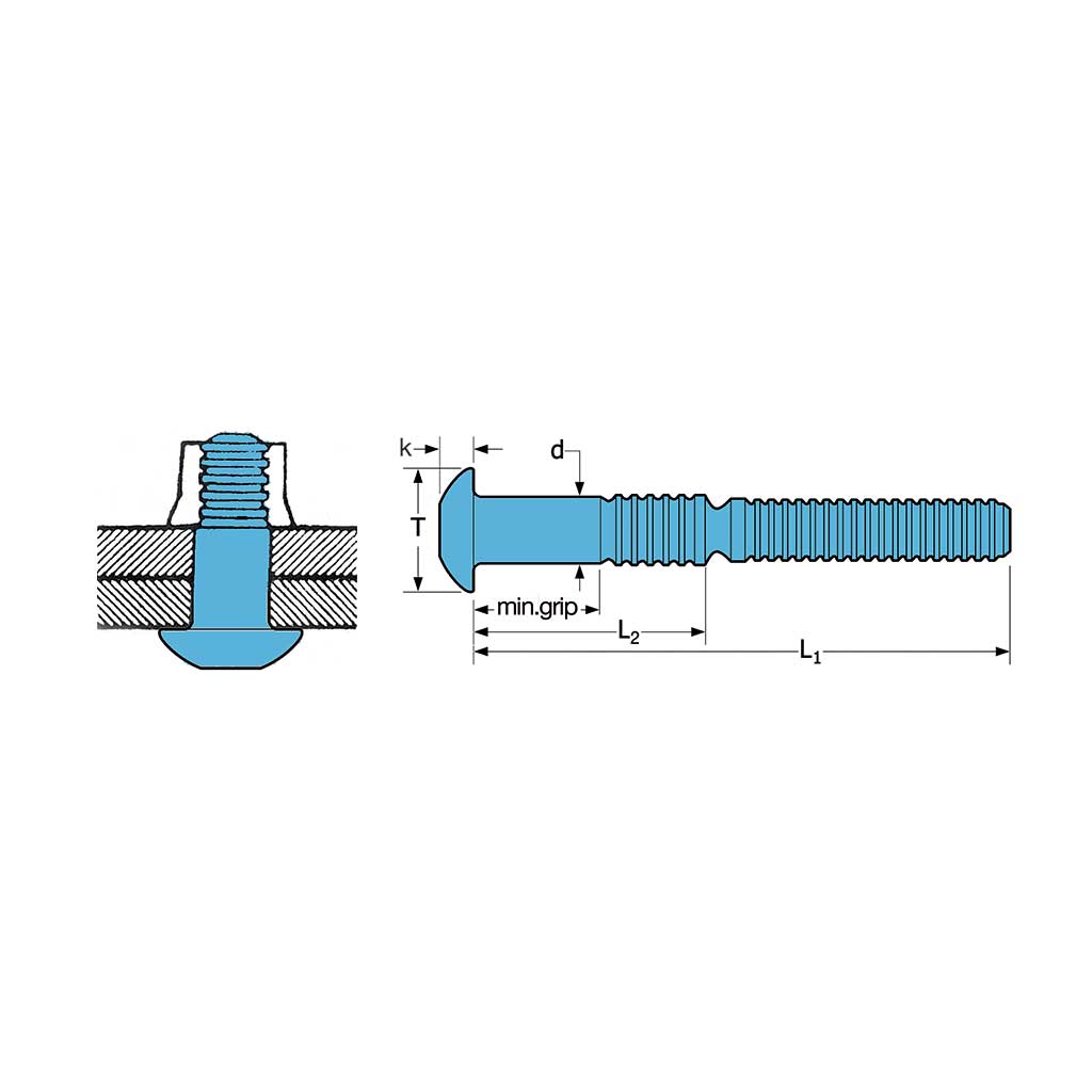 RIVLOCK-Bullone a strappo Inox TT ss 4,76-7,94 RLXT 6-4 d.4,8