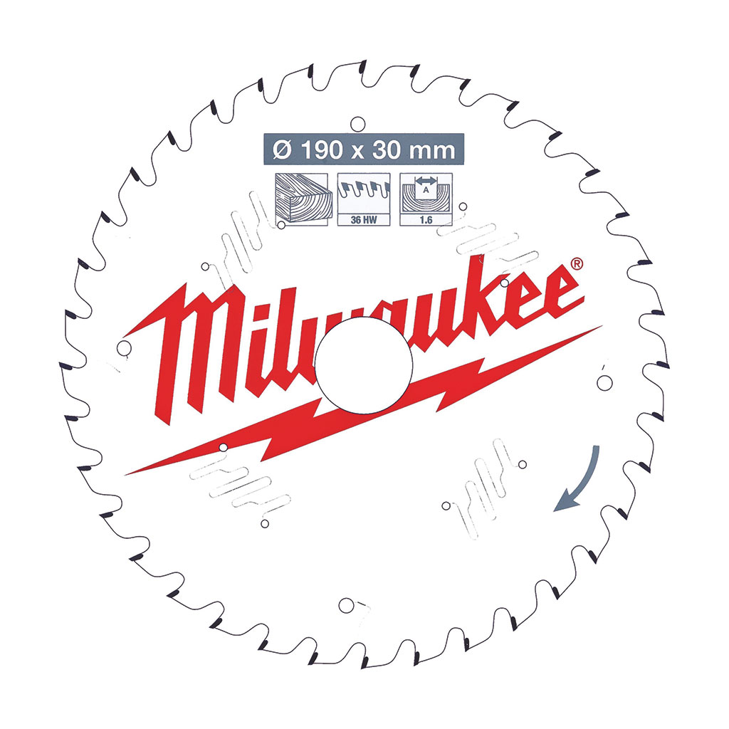 MILWAUKEE-Sega circolare - legno 190x30x1,6x36 taglio veloce