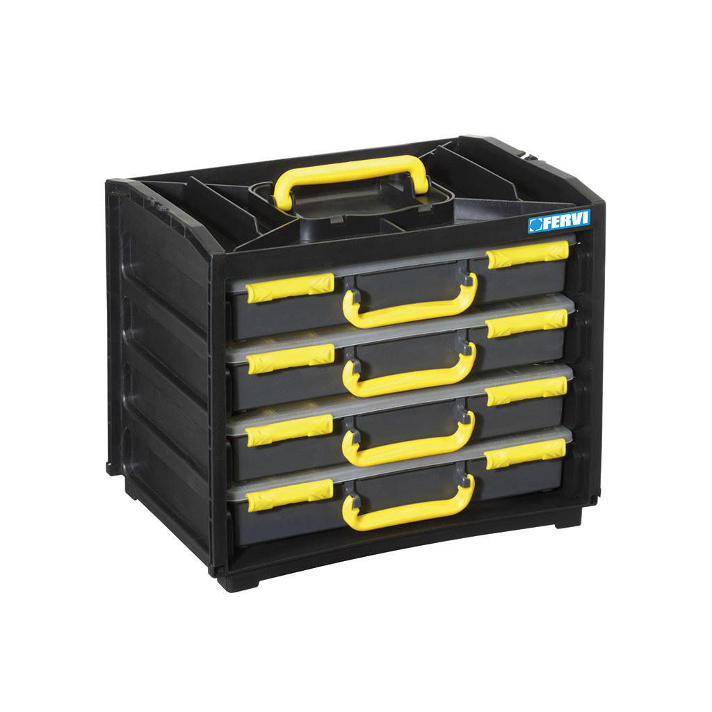 FERVI-Rack w/4 plastic tool organizer boxes C313