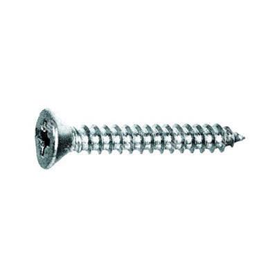 Phillips cross flat head tapping screw UNI 6955/DIN 7982 white zinc plated steel 3,9x32