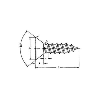 Phillips cross flat head tapping screw UNI 6955/DIN 7982 white zinc plated steel 3,9x32