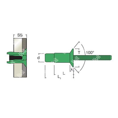 MAGNARIV-Blind rivet Alu/Alu gr 4,0-12,0 CSKH 100° 6,4x16,7