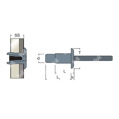 MAGNARIV-Blind rivet Steel/Steel gr 5,4-11,1 DH 4,8x14,5