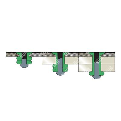 MULTIGRIPRIV-Blind rivet Alu/Steel gr 2,4-6,4 CSKH. Mandrel protrusion 35mm 3,2x9,7