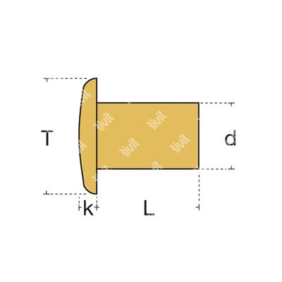 RU 35/60-Rivetto testa chiusa Ottone 3,5x6,0