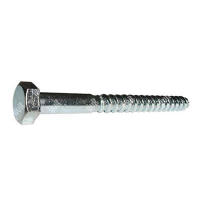 Hexagonal head wood screw UNI 704/ DIN 571 white zinc plated steel 8x120