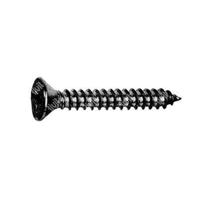 Phillips cross flat head tapping screw UNI 6955/DIN 7982 black zinc plated steel 5,5x38