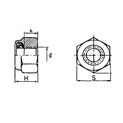 Self-locking nylon ins. hex nut U7473/D982 cl.8 - white zinc plated steel M24